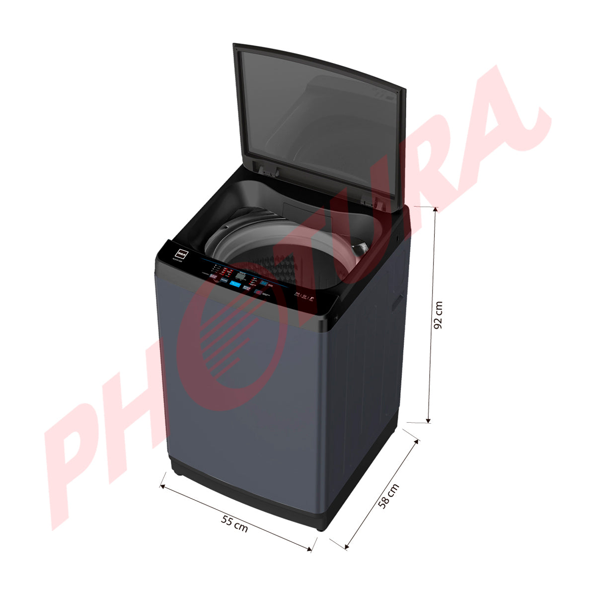 RCA Lavadora Automática de Carga Superior | Panel Digital | One Touch | Programable | Agitador | 13kg | Gris