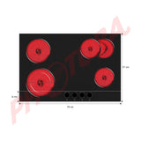 RCA Estufa Empotrable Eléctrica de Vitrocerámica | 30" | 4 Quemadores | 9 Niveles de Potencia