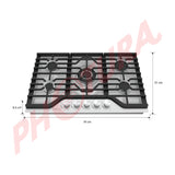 RCA Estufa Empotrable a Gas de Acero Inoxidable | 30” | 5 Quemadores | Encendido Eléctrico