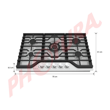 RCA Estufa Empotrable a Gas de Acero Inoxidable | 30” | 5 Quemadores | Encendido Eléctrico