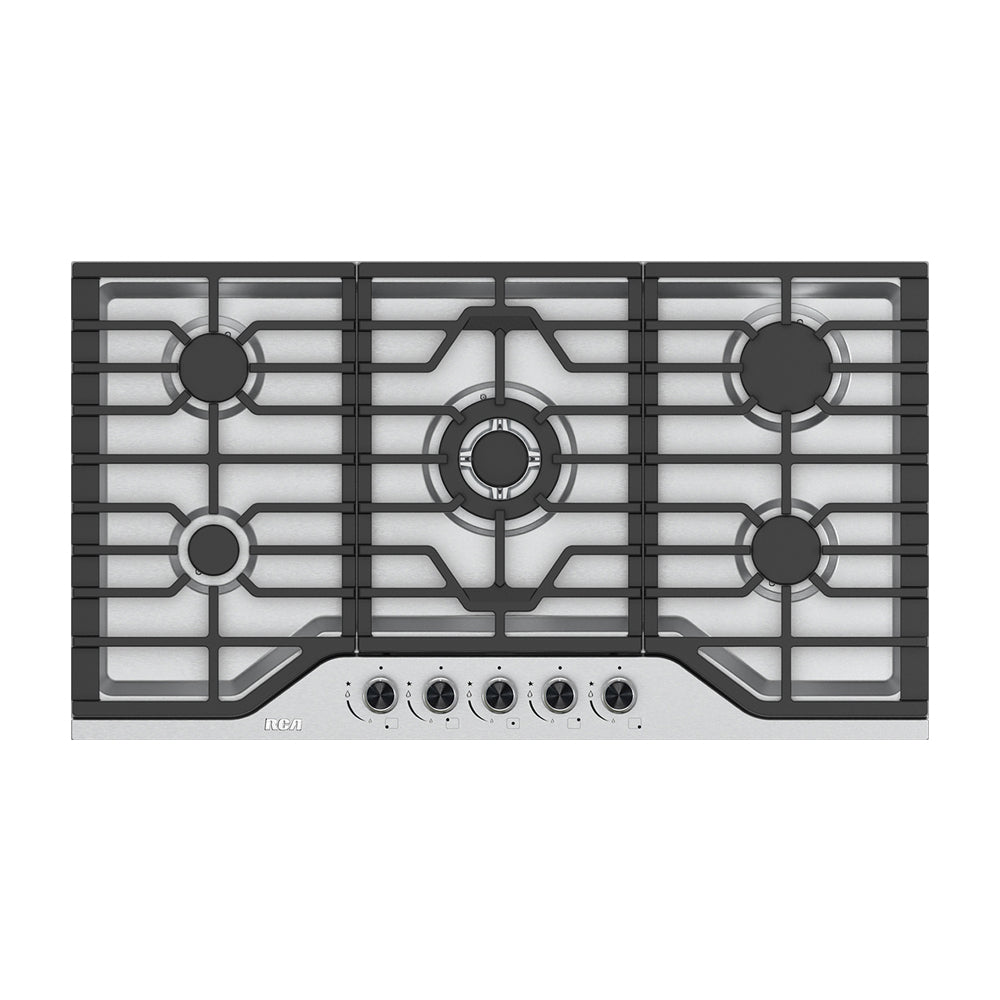 RCA Estufa Empotrable a Gas de Acero Inoxidable | 36” | 5 Quemadores | Encendido Eléctrico