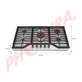 RCA Estufa Empotrable a Gas de Acero Inoxidable | 36” | 5 Quemadores | Encendido Eléctrico