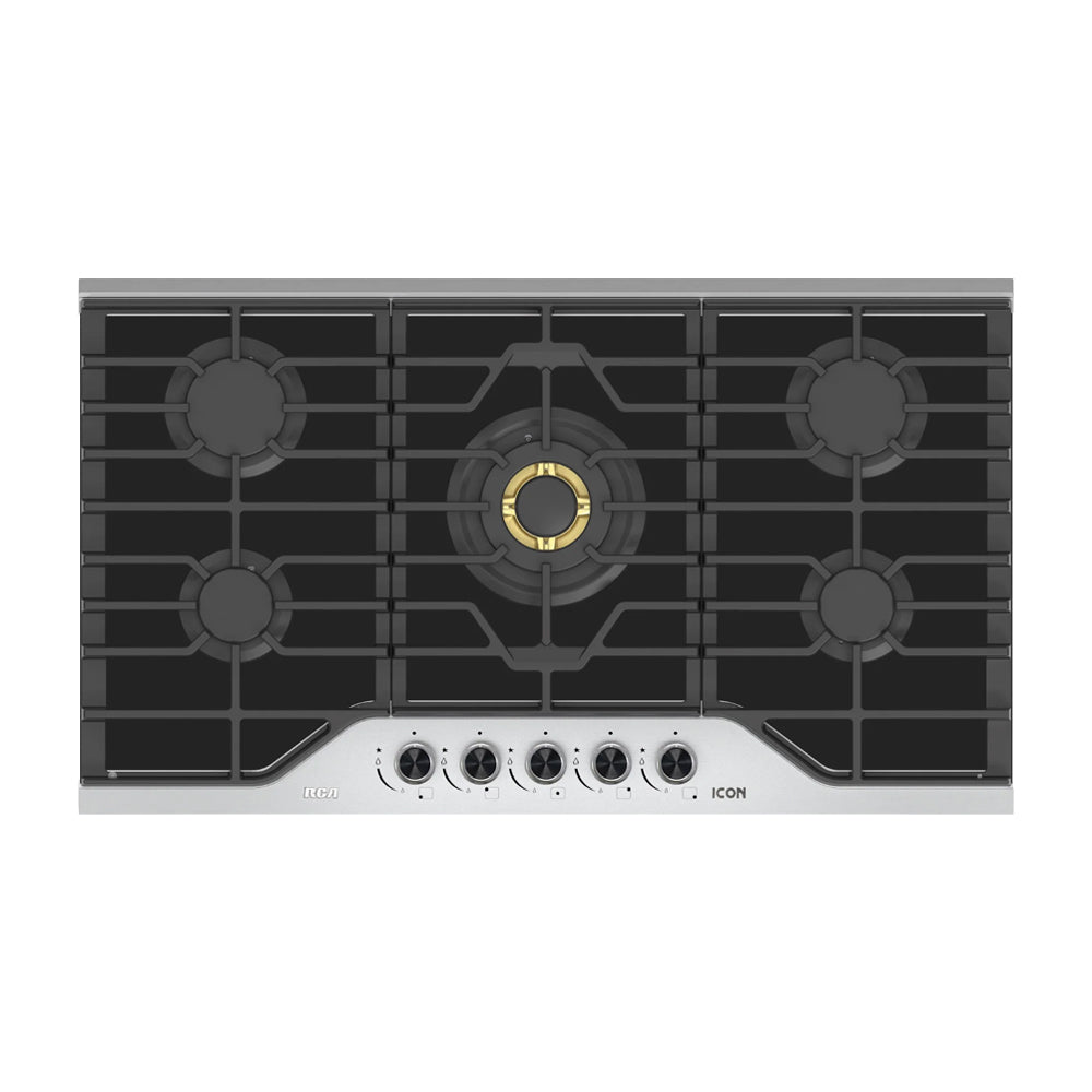 RCA ICON Estufa Empotrable a Gas de Vidrio Templado | 36” | 5 Quemadores | 5 Válvulas de Seguridad