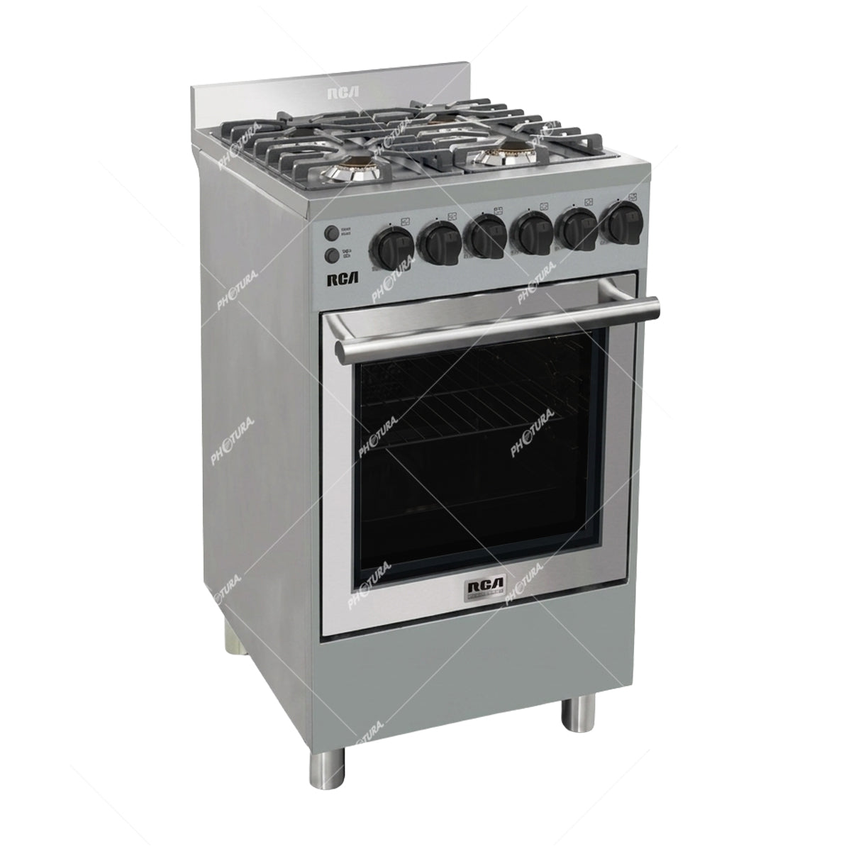 RCA Commercial Estufa a Gas de Acero Inoxidable | Gratinador | Enc. Eléctrico | 24" | 4 Quemadores