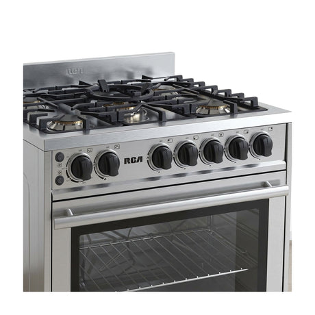 RCA Commercial Estufa a Gas de Acero Inoxidable | Gratinador | Enc. Eléctrico | 30" | 5 Quemadores