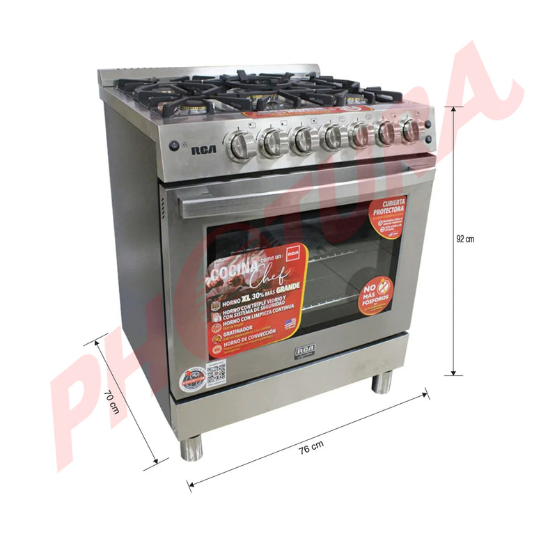 RCA Signature Estufa a Gas de Acero Inoxidable  | Convección | Enc. Eléctrico  | 30" | 5 Quemadores