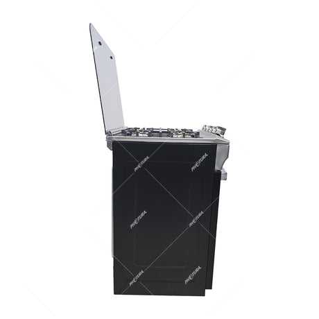 RCA Signature Estufa a Gas de Acero Inoxidable | Enc. Eléctrico | Tapa | 24" | 4 Quemadores | Negro