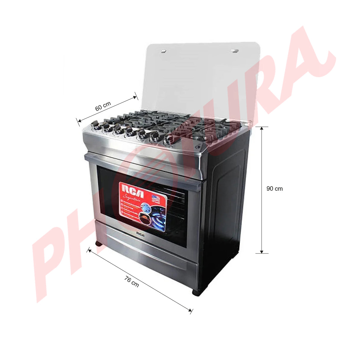 RCA Signature Estufa a Gas de Acero Inoxidable | Tapa | 30" | 6 Quemadores