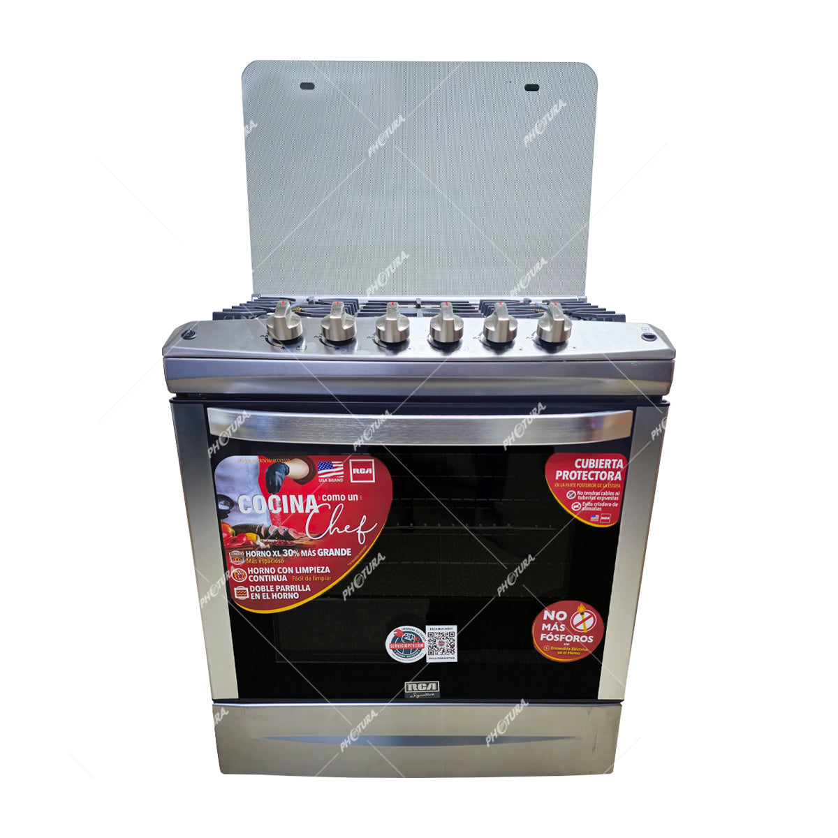 RCA Signature Estufa a Gas de Acero Inoxidable | Enc. Eléctrico | Tapa  | 30" | 5 Quemadores