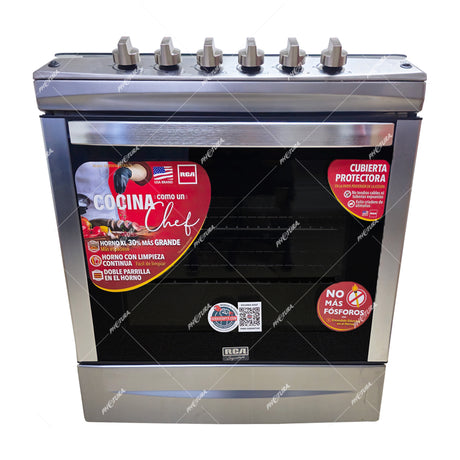 RCA Signature Estufa a Gas de Acero Inoxidable | Enc. Eléctrico | Tapa  | 30" | 5 Quemadores