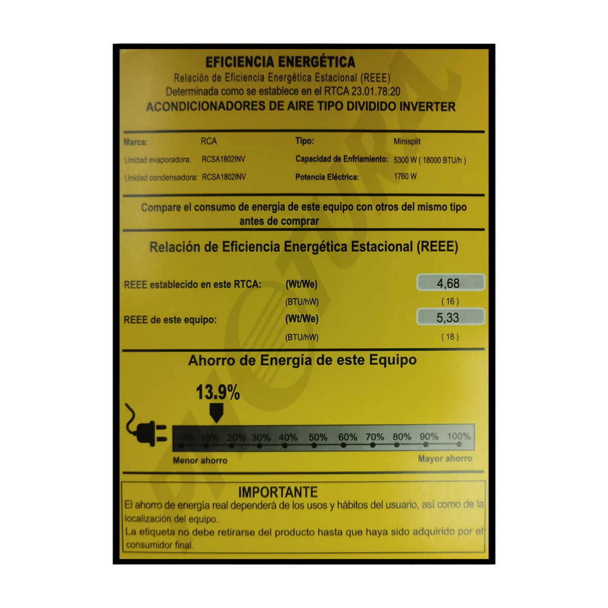 RCA Aire Acondicionado Split Inverter +Plus 18,000 BTU | SEER 18 | WiFi | Compatible con Google Assistant & Amazon Alexa | Función Health | Limpieza automática | 220V