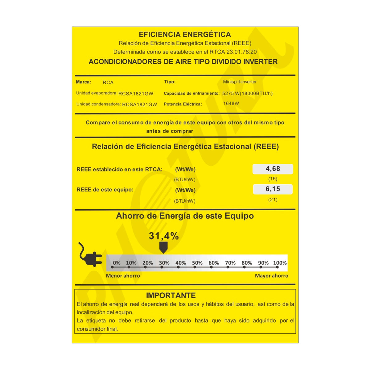 RCA Aire Acondicionado Split Inverter +Plus 18,000 BTU | SEER 21 | WiFi | Compatible con Google Assistant & Amazon Alexa | Función Health | Limpieza automática | 220V | Gris