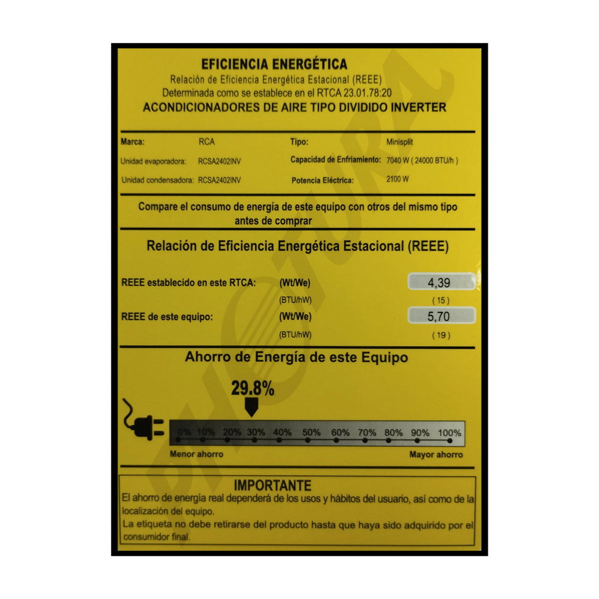 RCA Aire Acondicionado Split Inverter +Plus 24,000 BTU | SEER 19 | WiFi | Compatible con Google Assistant & Amazon Alexa | Función Health | Limpieza automática | 220V