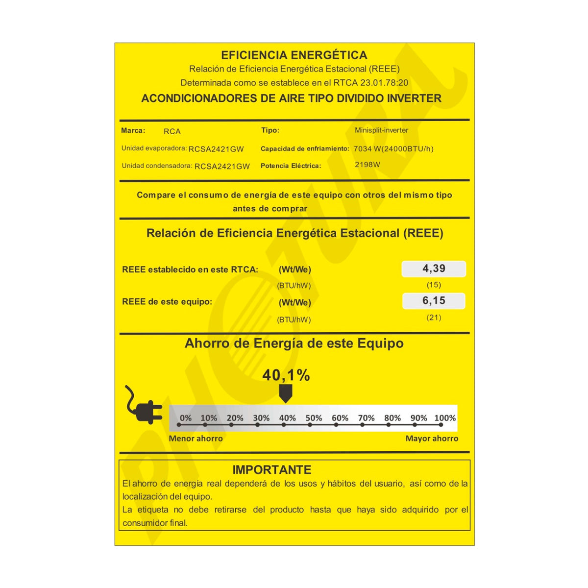 RCA Aire Acondicionado Split Inverter +Plus 24,000 BTU | SEER 21 | WiFi | Compatible con Google Assistant & Amazon Alexa | Función Health | Limpieza automática | 220V | Gris