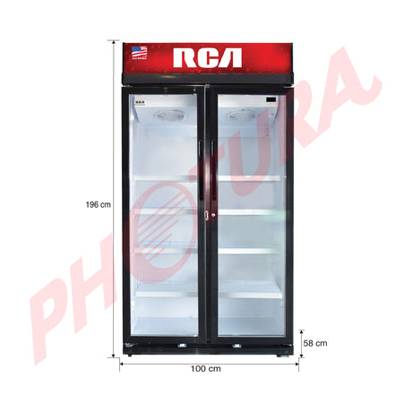RCA Commercial Vitrina Comercial de 2 Puertas | Cierre Automático | Seguridad con Llave | 25p3
