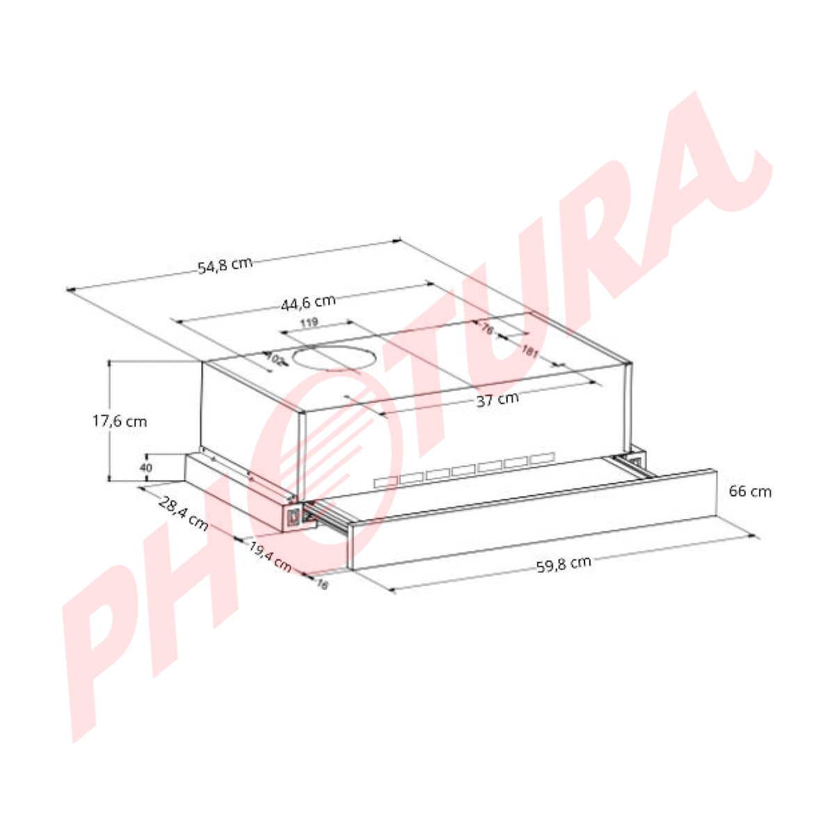 Drija Retráctil 60 Acero Extractor de Grasa Empotrable | Tipo Compacto | 2 Velocidades | 1 Filtro de Carbón | 2 Filtros de Aluminio | 270m3/H