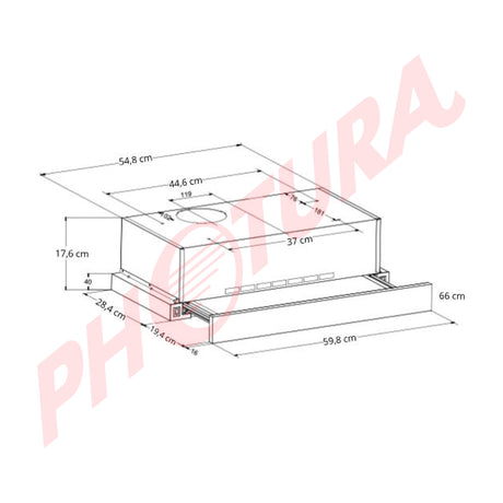 DRIJA Retráctil 60 Acero Extractor de Grasa Empotrable | Tipo Compacto | 2 Velocidades | 1 Filtro de Carbón | 2 Filtros de Aluminio | 270m3/H