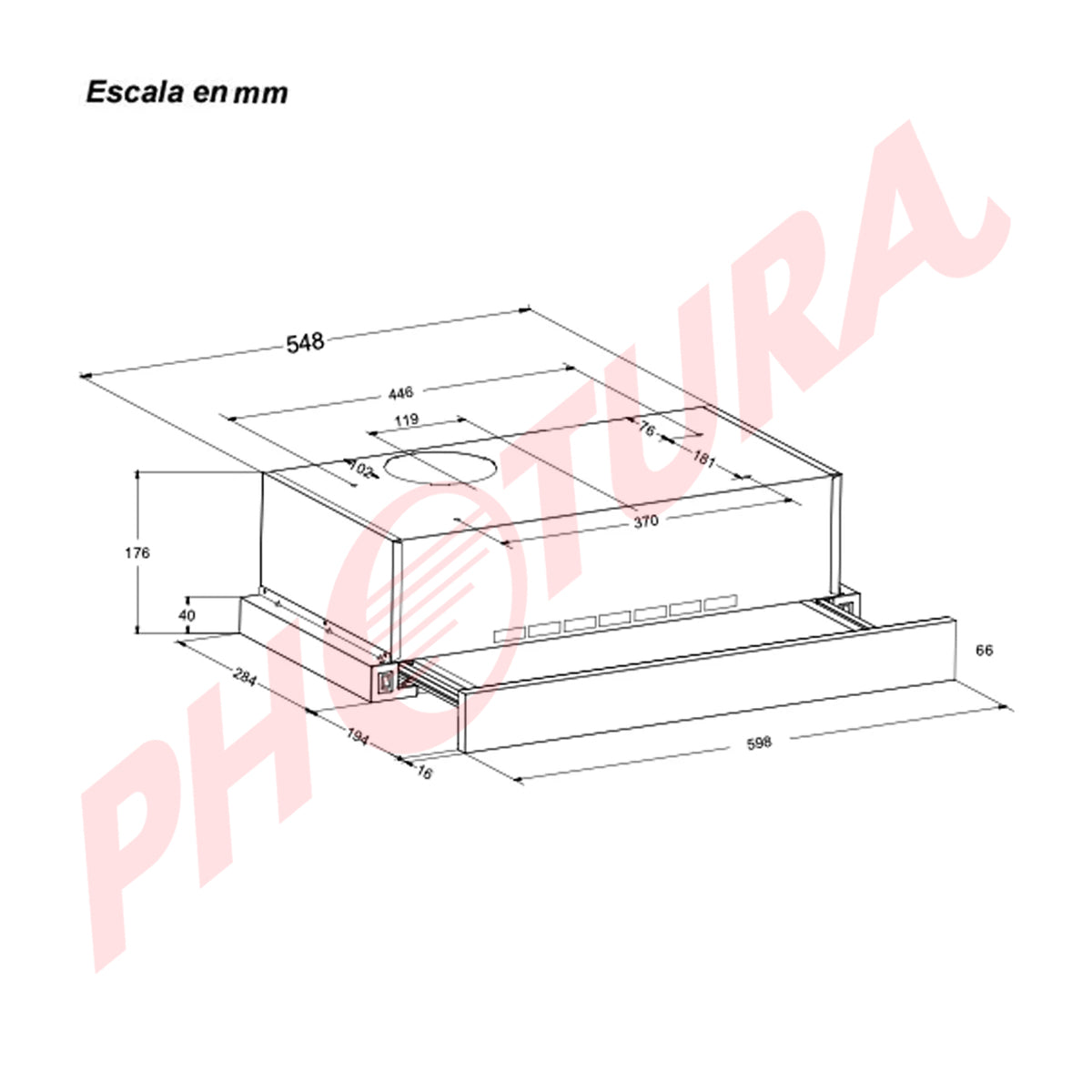 Drija Retráctil Touch 60 Black Extractor de Grasa Empotrable | Tipo Compacto | 3 Velocidades | 1 Filtro de Carbón | 2 Filtros de Aluminio | 270m3/H | Negro