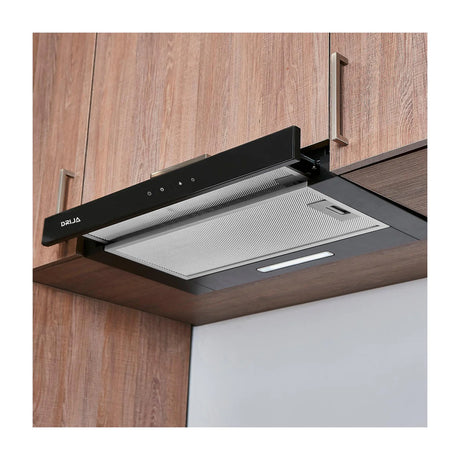 DRIJA Retráctil Touch 76 Black Extractor de Grasa Empotrable | Tipo Compacto | 3 Velocidades | 1 Filtro de Carbón | 2 Filtros de Aluminio | 270m3/H | Negro