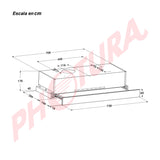 Drija Retráctil Touch 76 Black Extractor de Grasa Empotrable | Tipo Compacto | 3 Velocidades | 1 Filtro de Carbón | 2 Filtros de Aluminio | 270m3/H | Negro