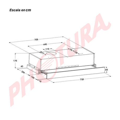 DRIJA Retráctil Touch 76 Black Extractor de Grasa Empotrable | Tipo Compacto | 3 Velocidades | 1 Filtro de Carbón | 2 Filtros de Aluminio | 270m3/H | Negro