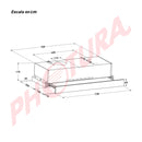 Drija Retráctil Touch 76 Black Extractor de Grasa Empotrable | Tipo Compacto | 3 Velocidades | 1 Filtro de Carbón | 2 Filtros de Aluminio | 270m3/H | Negro