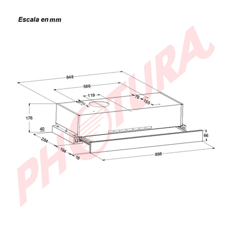 DRIJA Retráctil Touch 90 Black Extractor de Grasa Empotrable | Tipo Compacto | 3 Velocidades | 1 Filtro de Carbón | 2 Filtros de Aluminio | 270m3/H | Negro