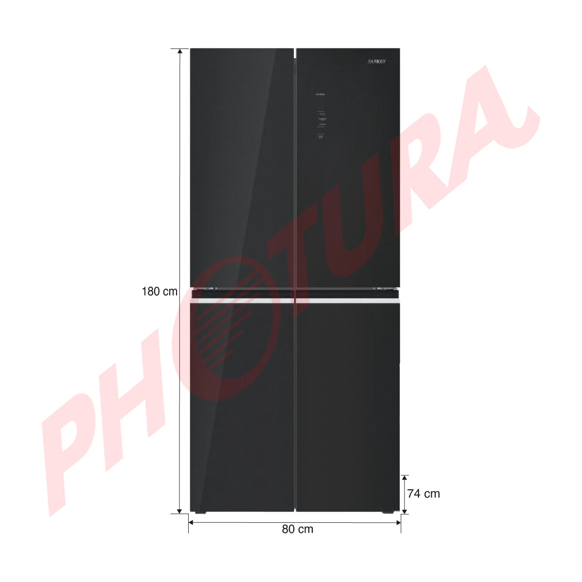 Sankey Refrigeradora Cross Door Inverter de 4 Puertas | Enfriamiento Supremo | Descongelación Automática | 16.46p3 | Negro