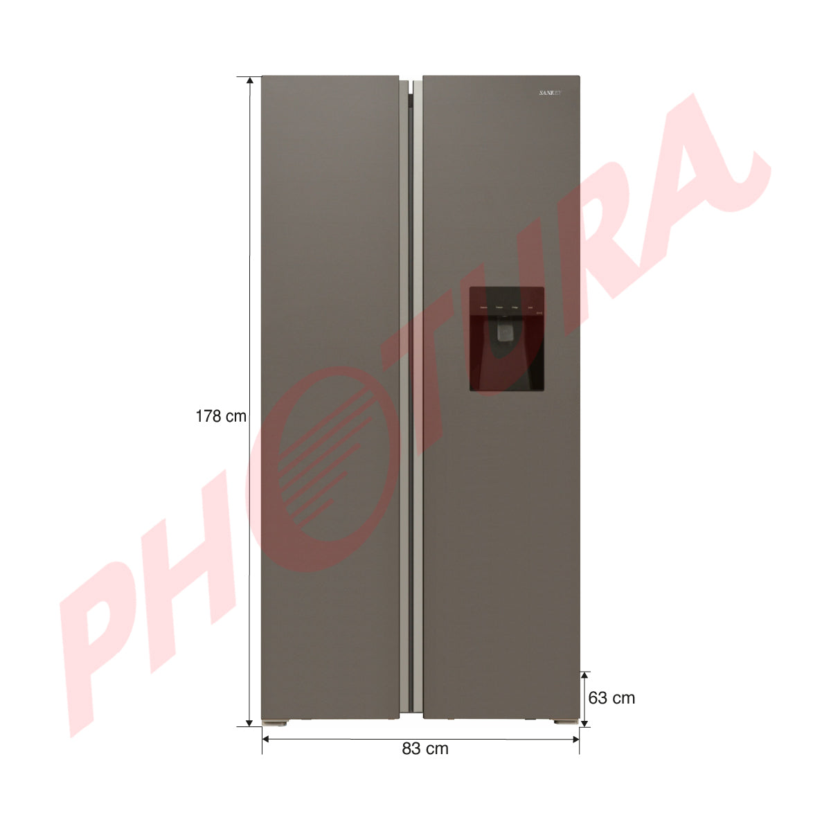 Sankey Refrigeradora Side by Side Inverter | Enfriamiento Supremo | Descongelación Automática | Dispensador de Agua | 15.36p3 | Gris