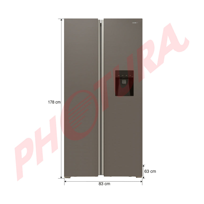 Sankey Refrigeradora Side by Side Inverter | Enfriamiento Supremo | Descongelación Automática | Dispensador de Agua | 15.36p3 | Grey Glass