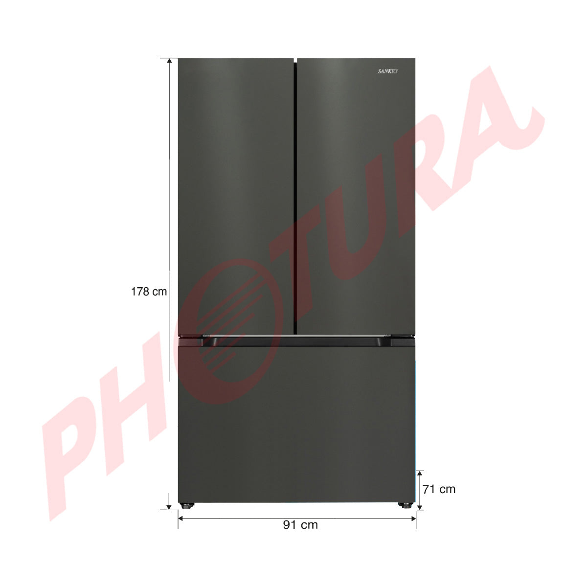 Sankey Refrigeradora French Door Inverter de 3 Puertas | Enfriamiento Supremo | Descongelación Automática | 20.34p3 | Negro