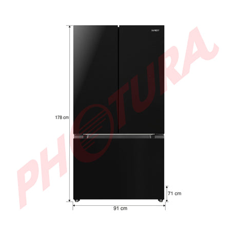 Sankey Refrigeradora French Door Inverter de 3 Puertas | Enfriamiento Supremo | Descongelación Automática | 20.34p3 | Negro