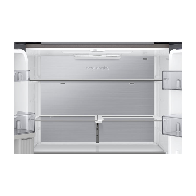 Samsung BESPOKE Refrigeradora Cross Door de 4 Puertas Inverter | Metal Cooling | Triple Cooling | Dual Ice Maker | Beverage Center | 19.63p3 | Clean White