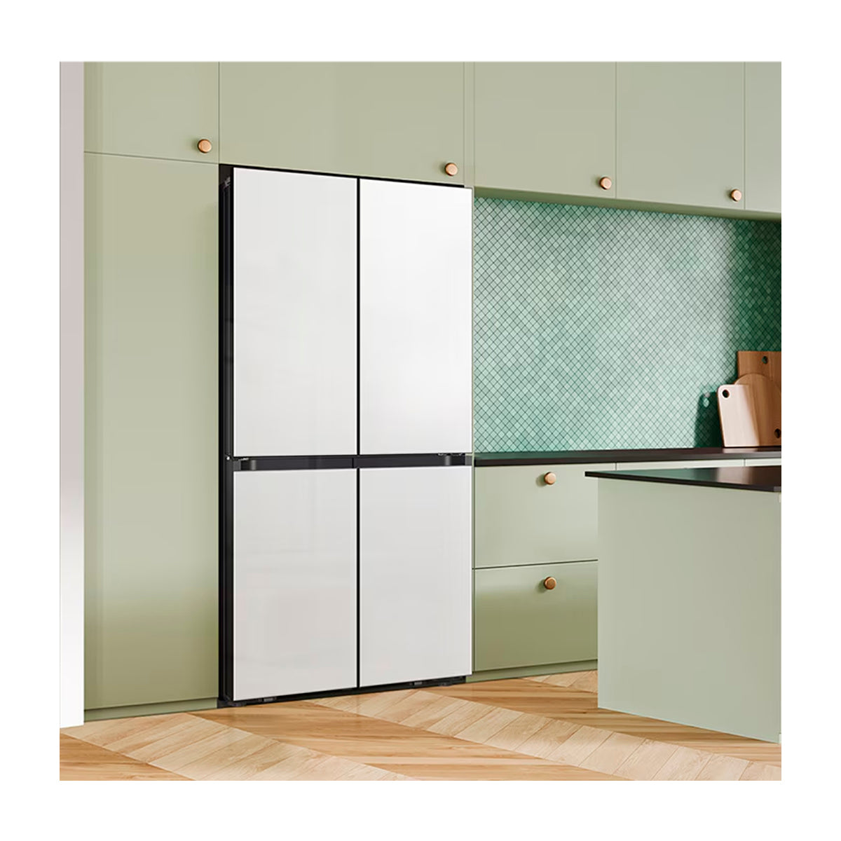 Samsung BESPOKE Refrigeradora Cross Door de 4 Puertas Inverter | Metal Cooling | Triple Cooling | Dual Ice Maker | Beverage Center | 19.63p3 | Clean White