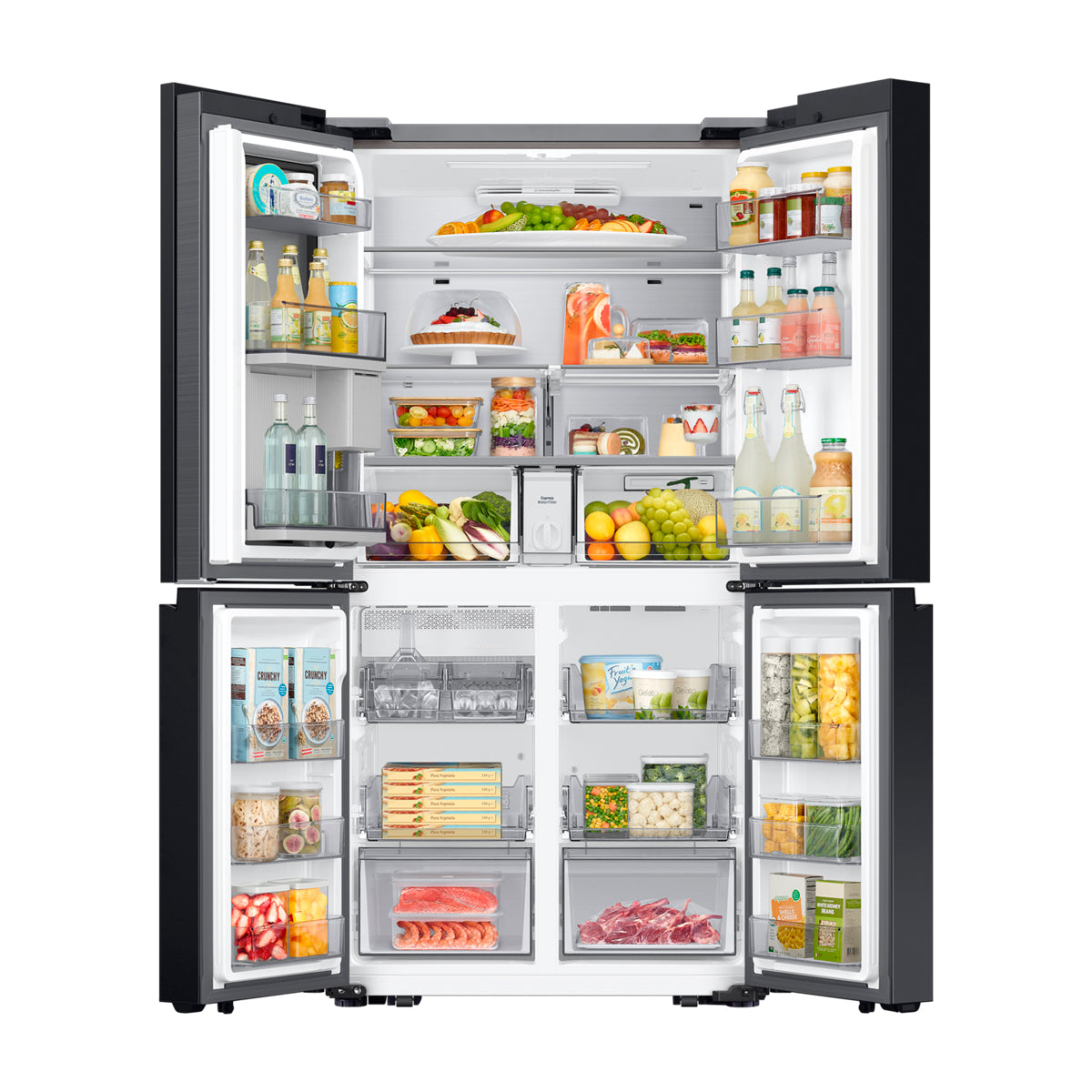 Samsung BESPOKE Refrigeradora Cross Door de 4 Puertas Inverter | Metal Cooling | Triple Cooling | Dual Ice Maker | Beverage Center | 28.95p3 | Clean White