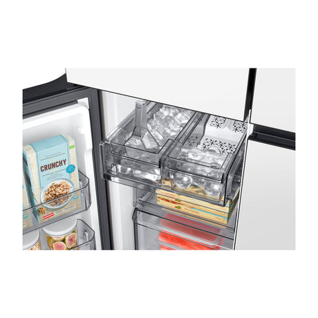 Samsung BESPOKE Refrigeradora Cross Door de 4 Puertas Inverter | Metal Cooling | Triple Cooling | Dual Ice Maker | Beverage Center | 28.95p3 | Clean White