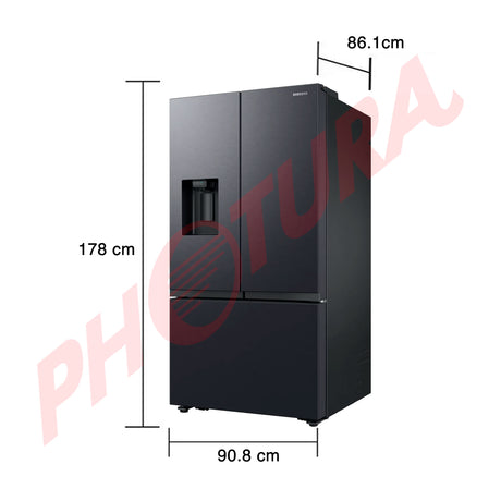 Samsung Refrigeradora French Door Digital Inverter de 3 Puertas | Metal Cooling | SpaceMax | Dual Ice Maker | Dispensador de Agua y Hielo | 31p3 | Negro