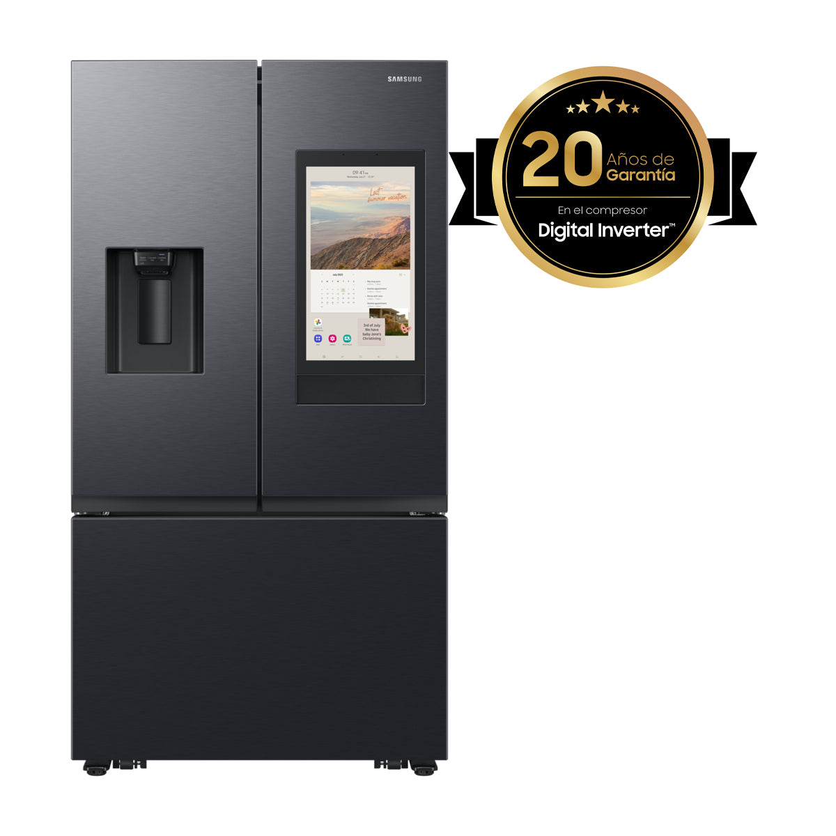 Samsung Refrigeradora French Door Digital Inverter de 3 Puertas | Family Hub | WiFi | Bluetooth | Metal Cooling | SpaceMax | Dual Ice Maker | Dispensador de Agua y Hielo | 30p3 | Negro