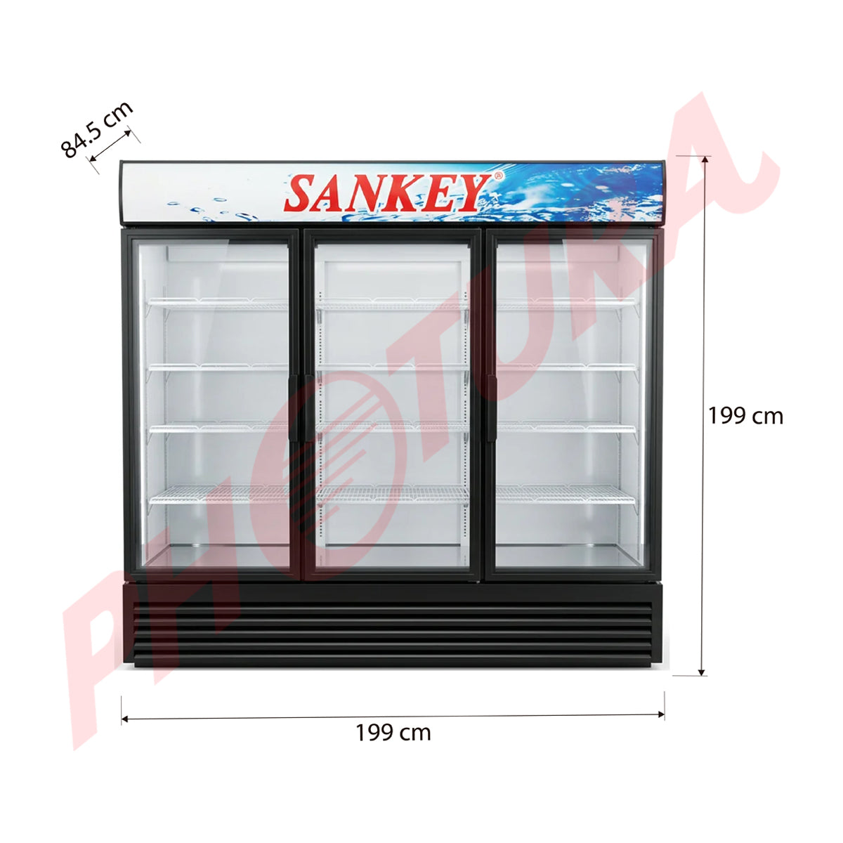Sankey Vitrina Comercial de 3 Puertas | Cierre Automático | Seguridad con Llave | 58.83p3