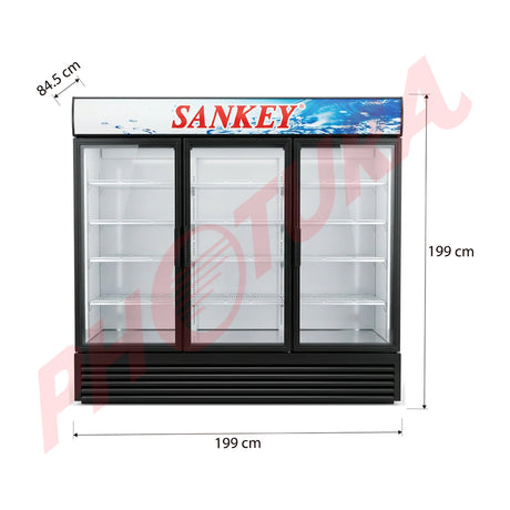 Sankey Vitrina Comercial de 3 Puertas | Cierre Automático | Seguridad con Llave | 58.83p3