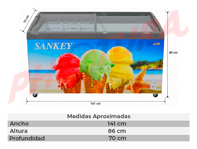 Sankey Congelador Comercial Horizontal de 10.74p3 | Azul - Photura