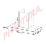 Sankey Extractor de Grasa de 90cm | Tipo Chimenea | 2 Filtros de Aluminio | 800m3/H | Negro