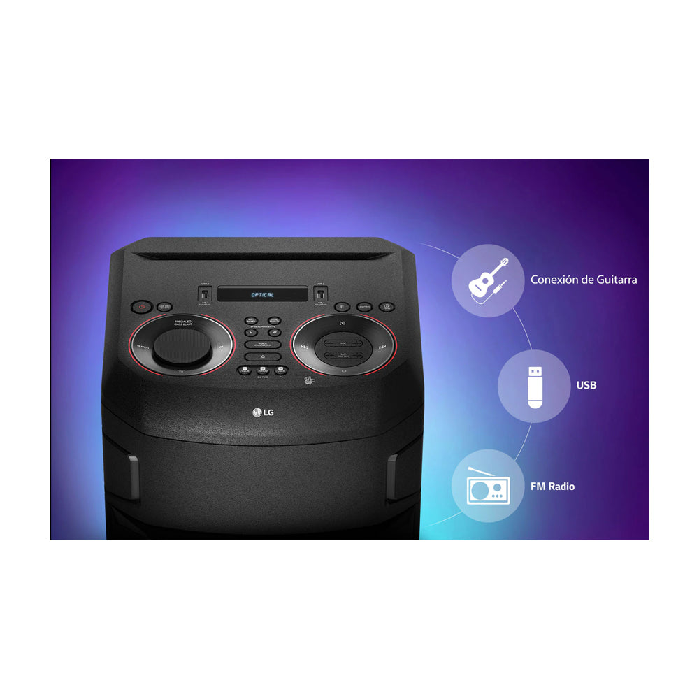 LG Equipo de Sonido | Super Bass Boost | Doble Woofer | DJ Pad | Karaoke | Luces LED | Multi Bluetooth