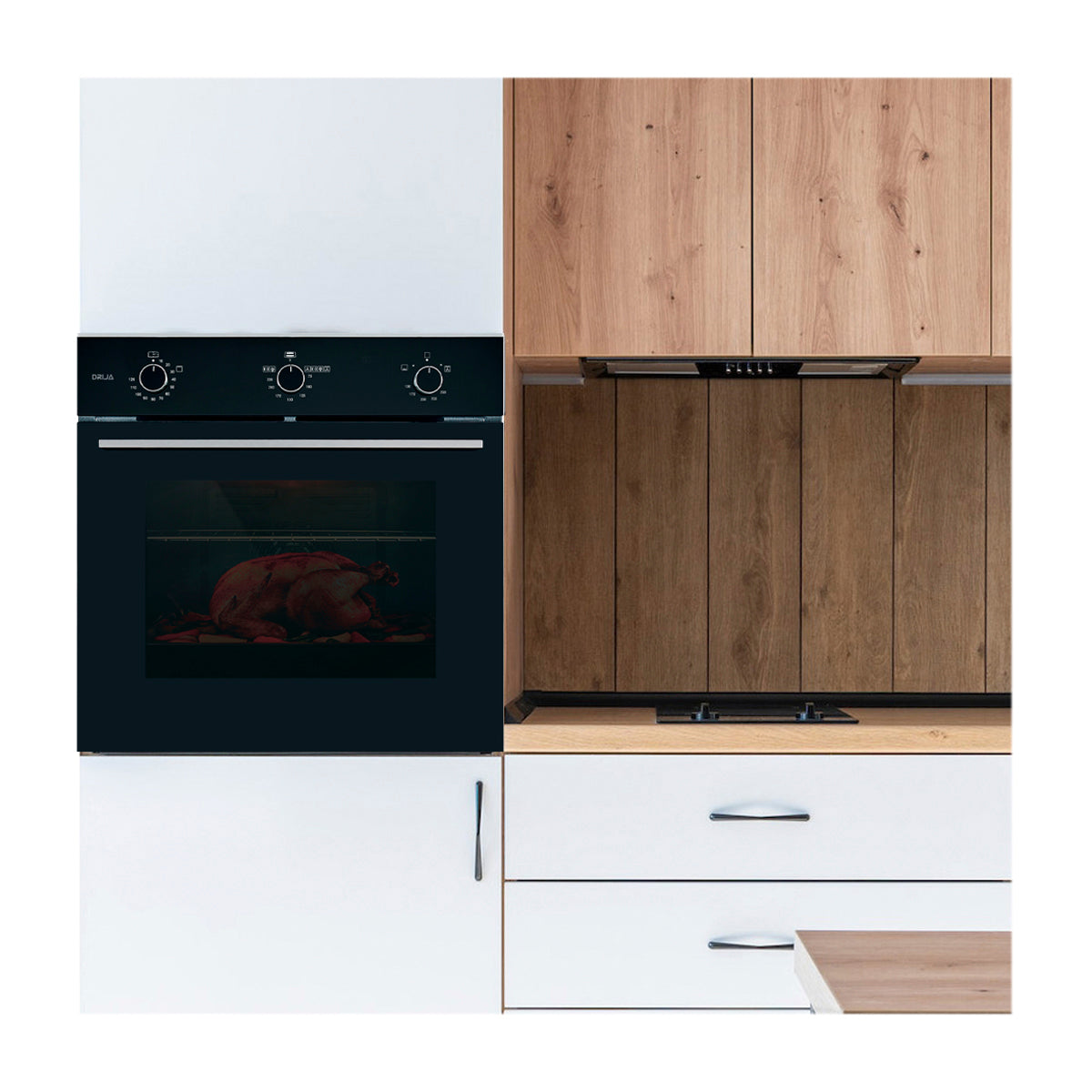 Drija Roma 76 Gas Grill Horno Multifuncional Empotrable a Gas | Puerta de Triple Vidrio | 250°C