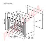 Drija Roma 76 Gas Grill Horno Multifuncional Empotrable a Gas | Puerta de Triple Vidrio | 250°C