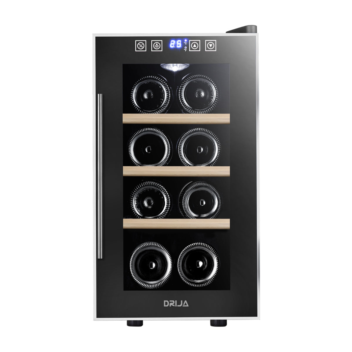 Drija Rosso 8 Vinera Termoeléctrica de 8 Botellas | Rejillas de Madera Deslizables