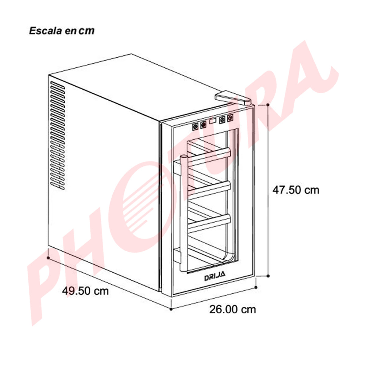 Drija Rosso 8 Vinera Termoeléctrica de 8 Botellas | Rejillas de Madera Deslizables