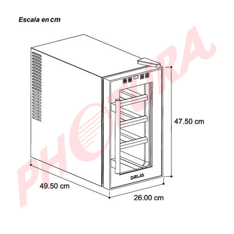 DRIJA Rosso 8 Vinera Termoeléctrica de 8 Botellas | Rejillas de Madera Deslizables