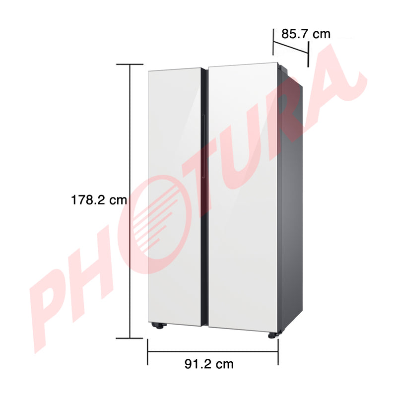 Samsung BESPOKE Refrigeradora Side By Side Digital Inverter | All Around Cooling | SpaceMax | Ice Maker | 22.60p3 | Clean White