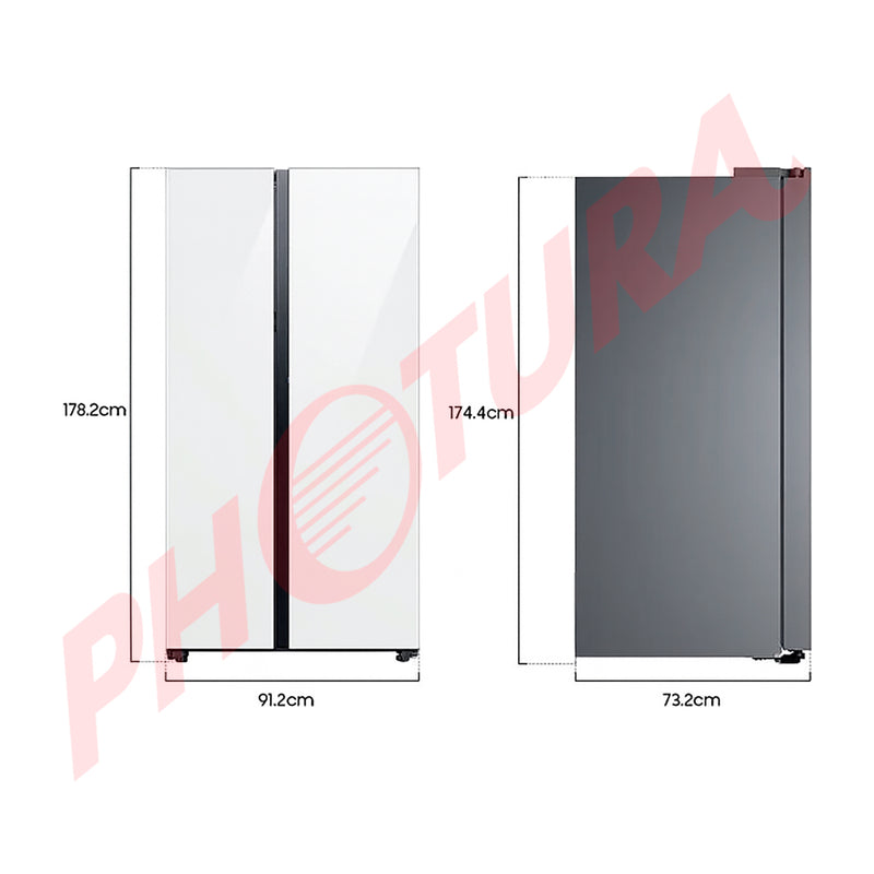 Samsung BESPOKE Refrigeradora Side By Side Digital Inverter | All Around Cooling | SpaceMax | Ice Maker | 22.60p3 | Clean White